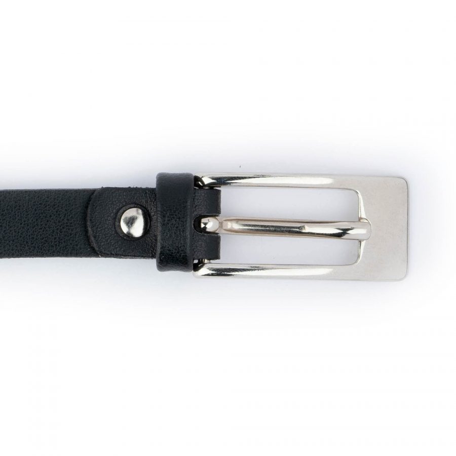 Silver Chain Belt For Women Black Genuine Leather 1 5 cm 5