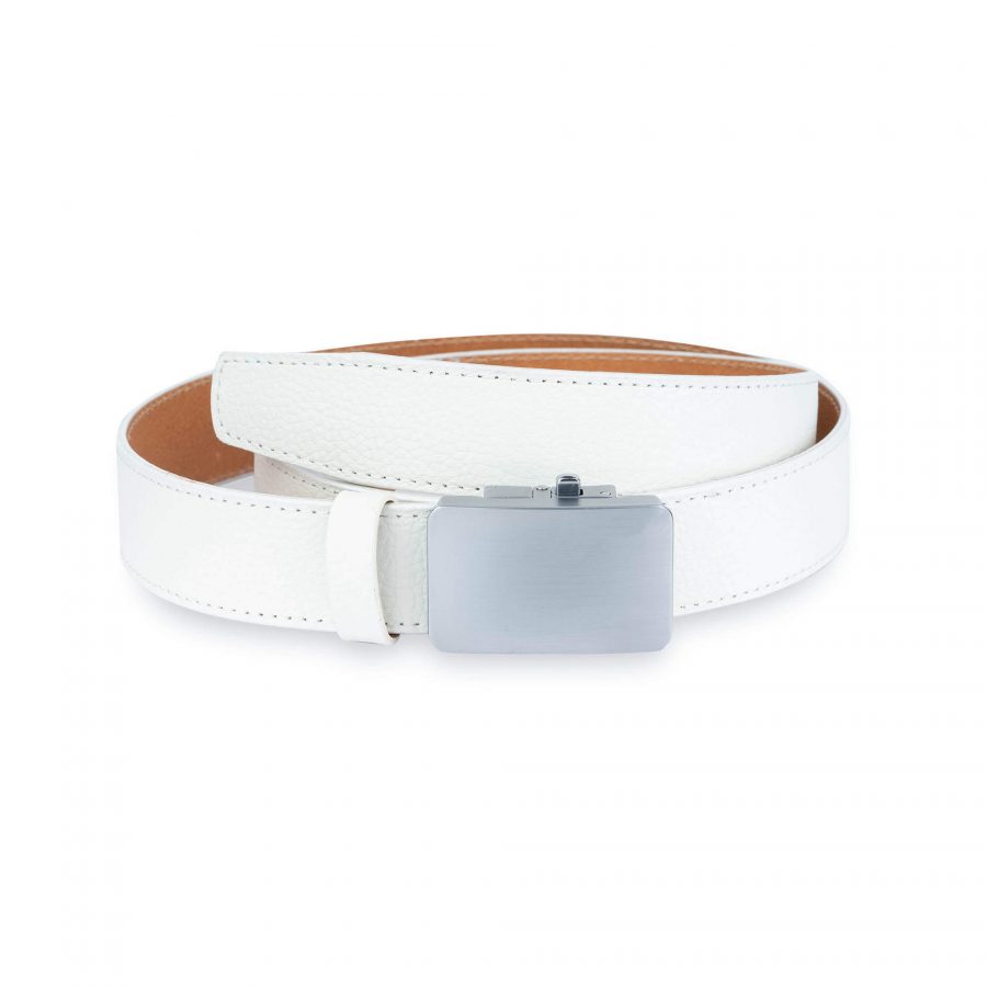 White Belt Mens With Automatic Buckle Genuine Leather 3 5 Cm 1