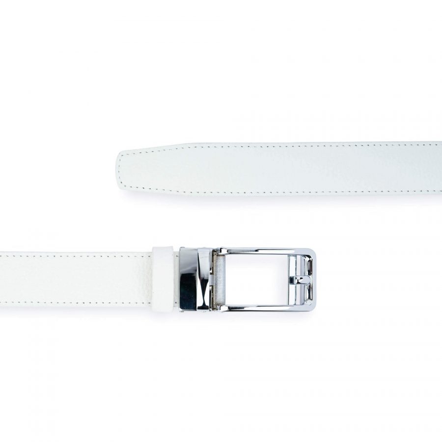 White Ratchet Mens Belt With Automatic Buckle 4