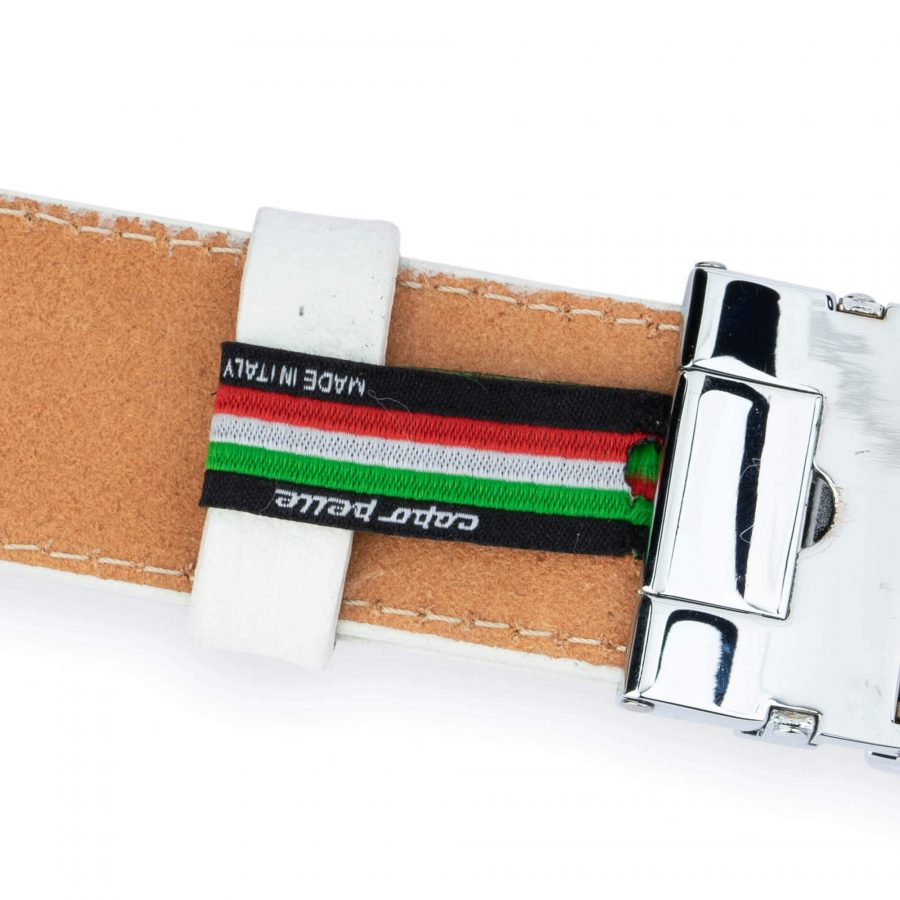White Ratchet Mens Belt With Automatic Buckle 7