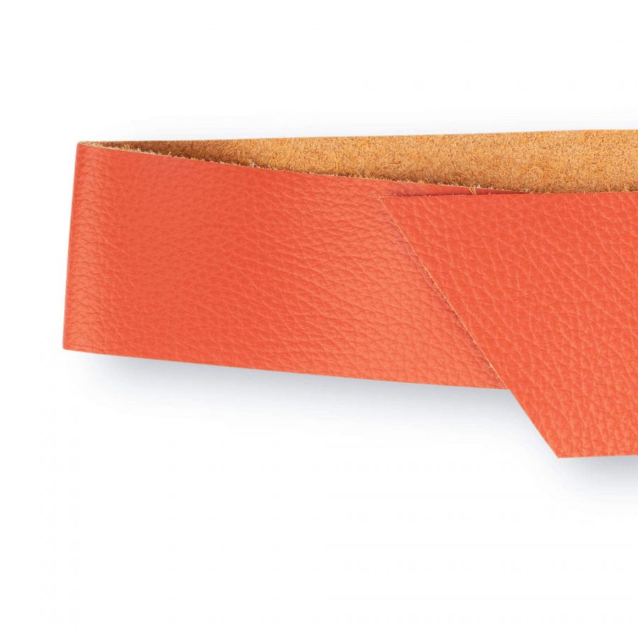 Womens High Waist Belt With Rectangle Buckle Dark Orange Leather 3