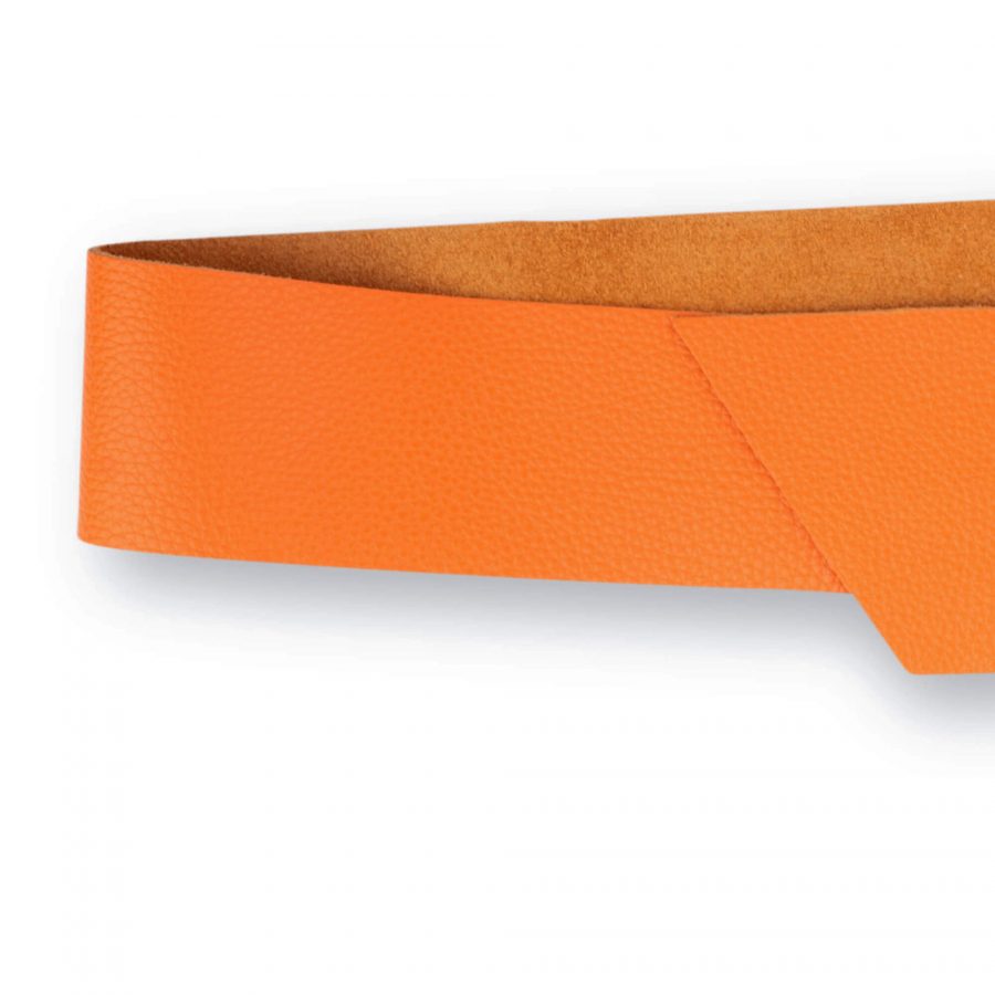 Womens High Waist Belt With Rectangle Buckle Orange Leather 2