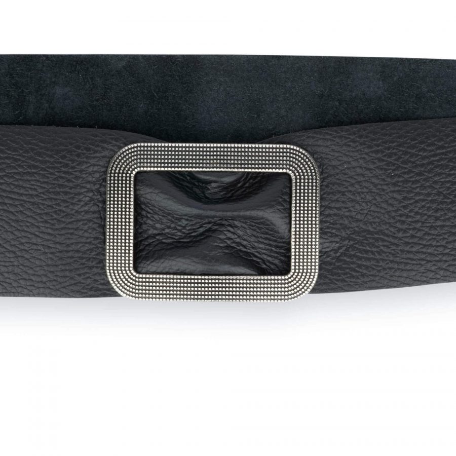 womens black belt with silver buckle