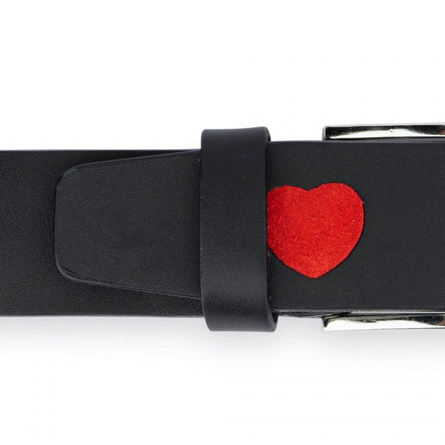 black leather belt with red suede hearts 5