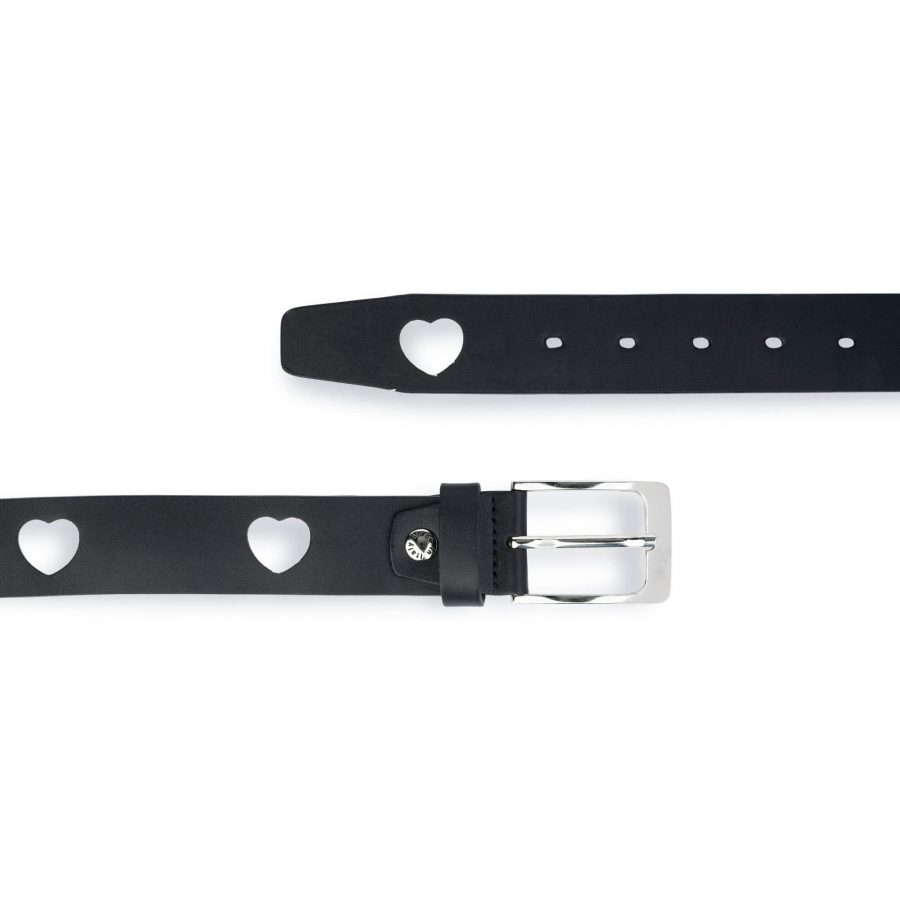 black leather belt with white hearts 6