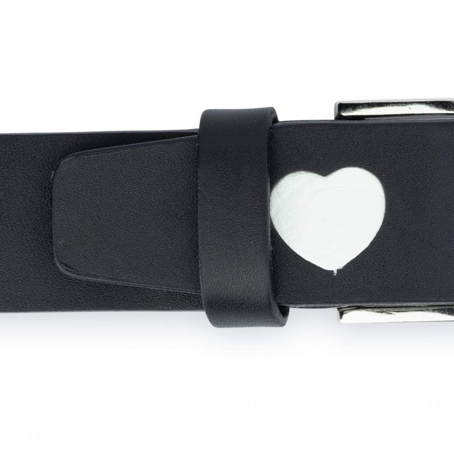 black leather belt with white hearts 7