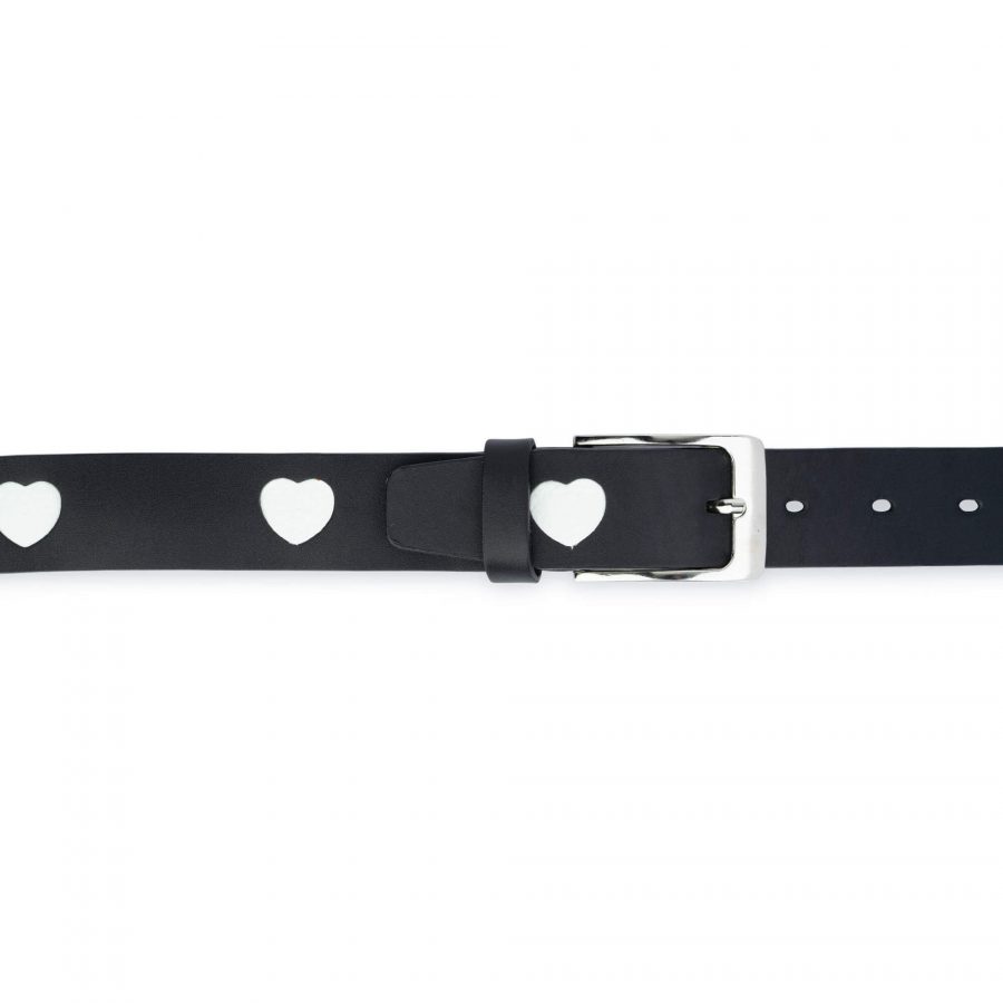 black leather belt with white hearts 8