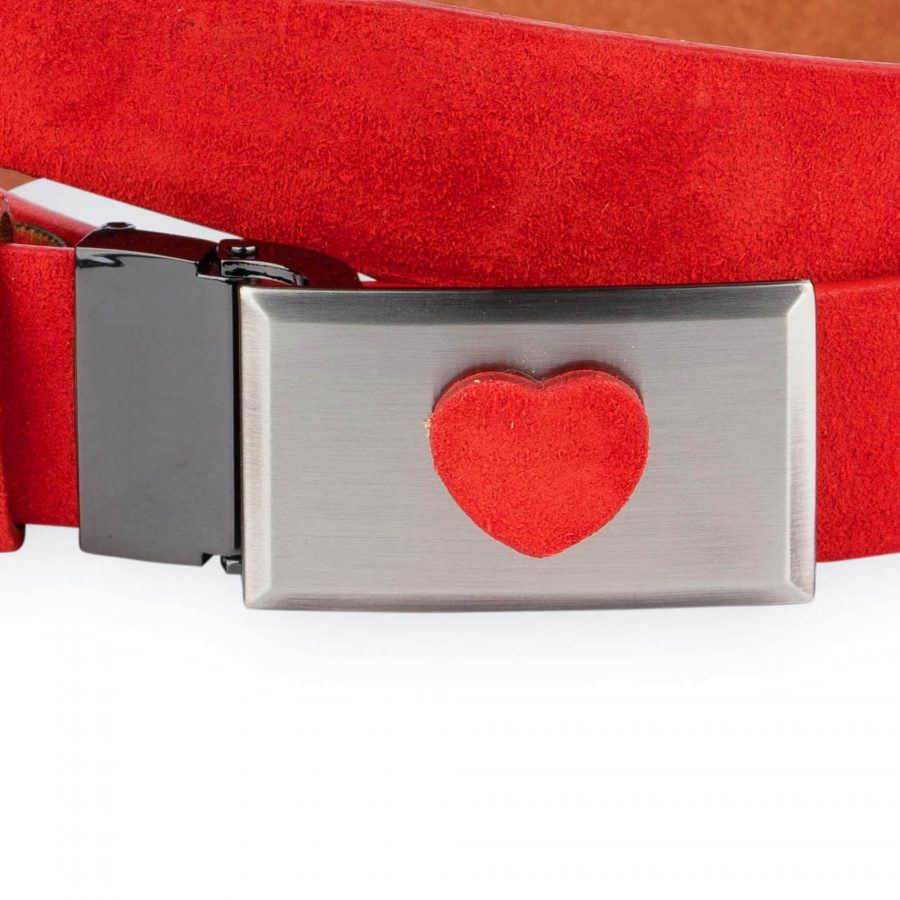 red suede belt with heart buckle 4