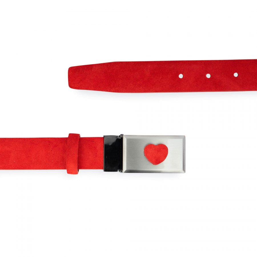 red suede belt with heart buckle 5