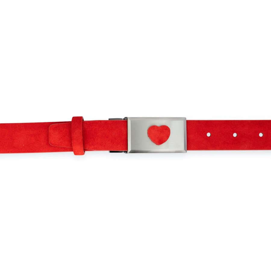 red suede belt with heart buckle 7