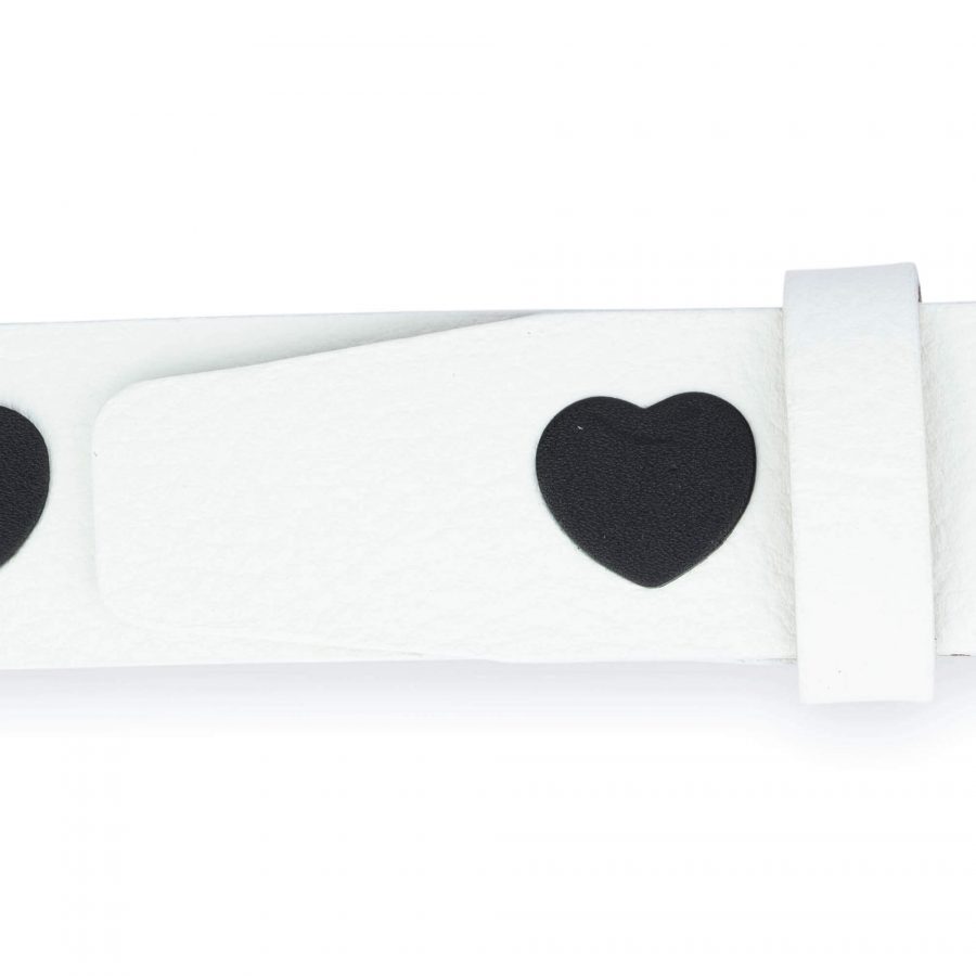 white leather belt with black hearts 6