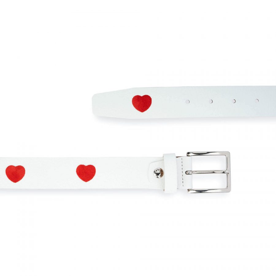 white leather belt with red hearts 4