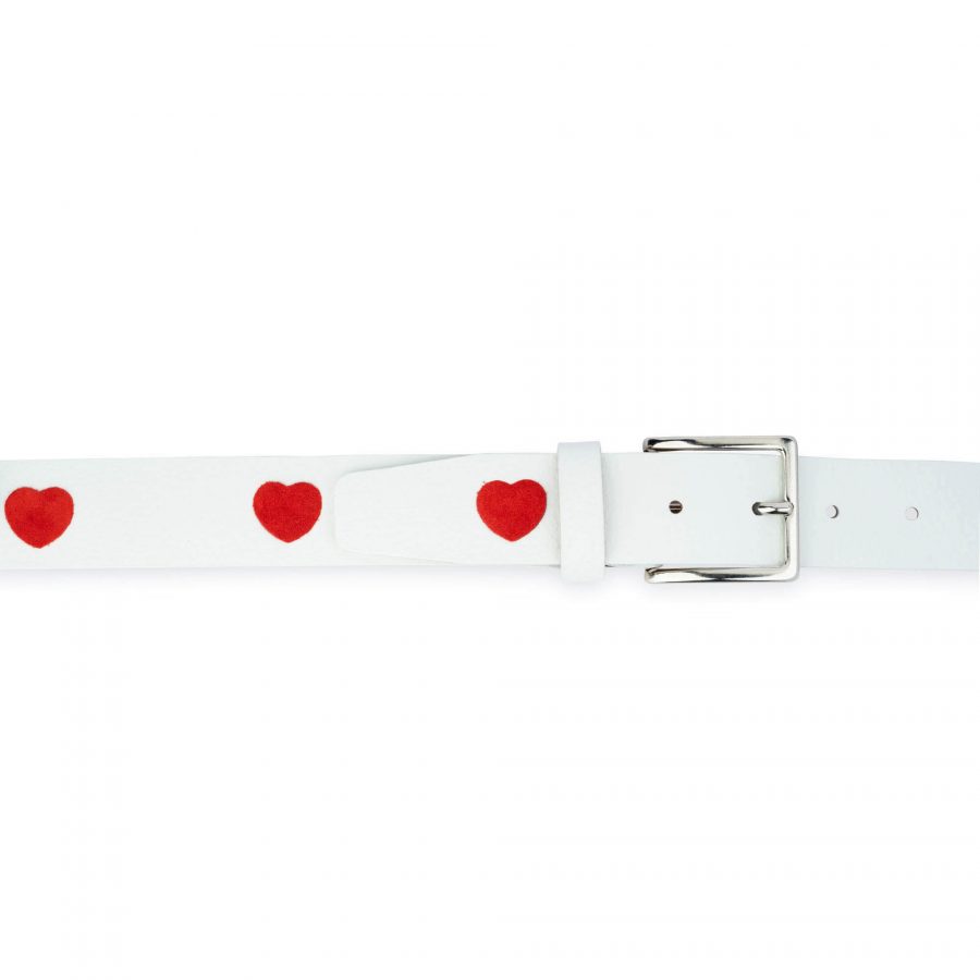 white leather belt with red hearts 6