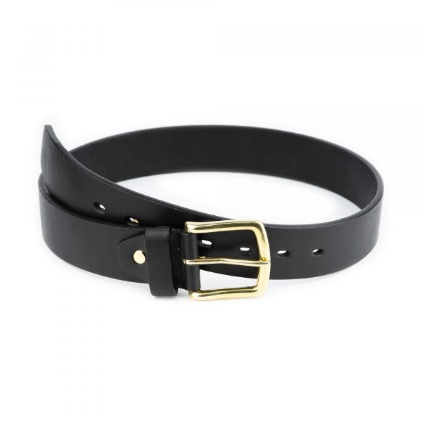 black belt with brass buckle full grain leather 40 mm 1