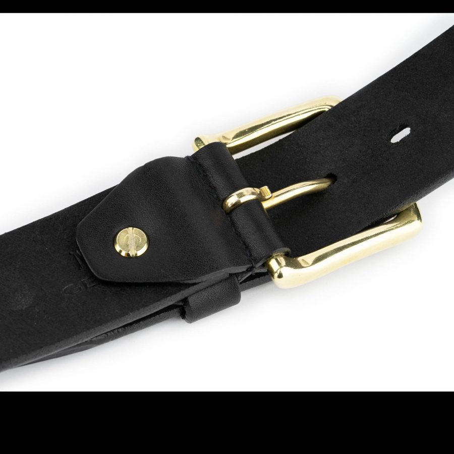 black belt with brass buckle full grain leather 40 mm 10