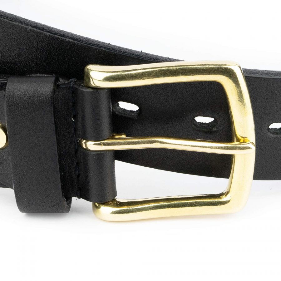 black belt with brass buckle full grain leather 40 mm 11