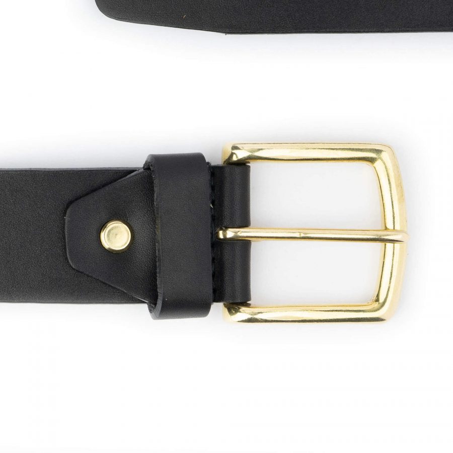 black belt with brass buckle full grain leather 40 mm 4