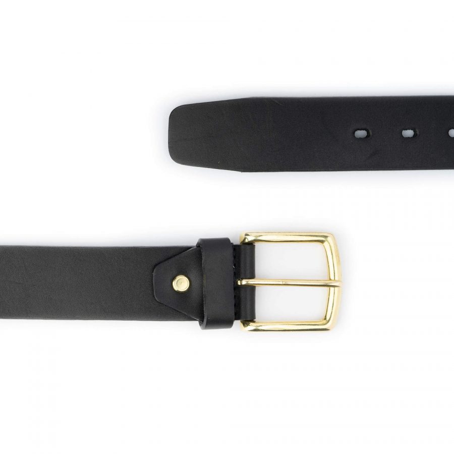 black belt with brass buckle full grain leather 40 mm 5