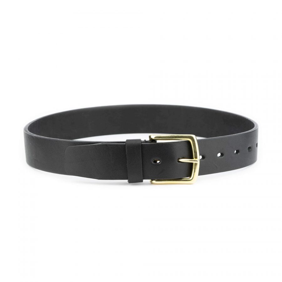 black belt with brass buckle full grain leather 40 mm 6