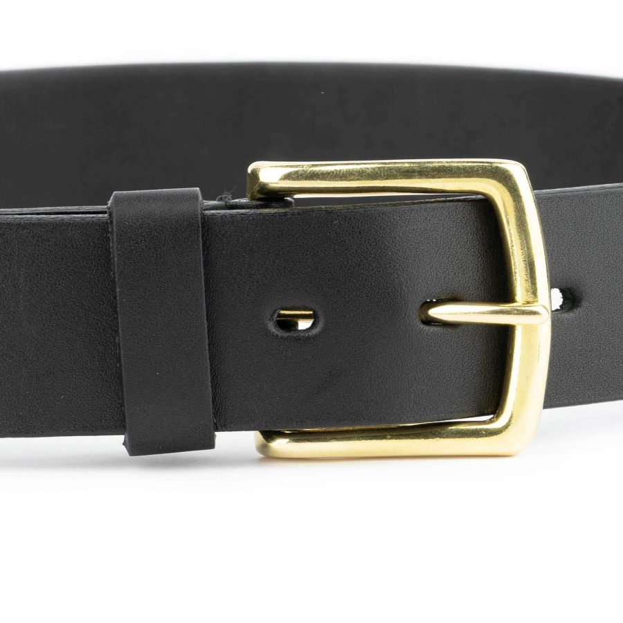 black belt with brass buckle full grain leather 40 mm 7