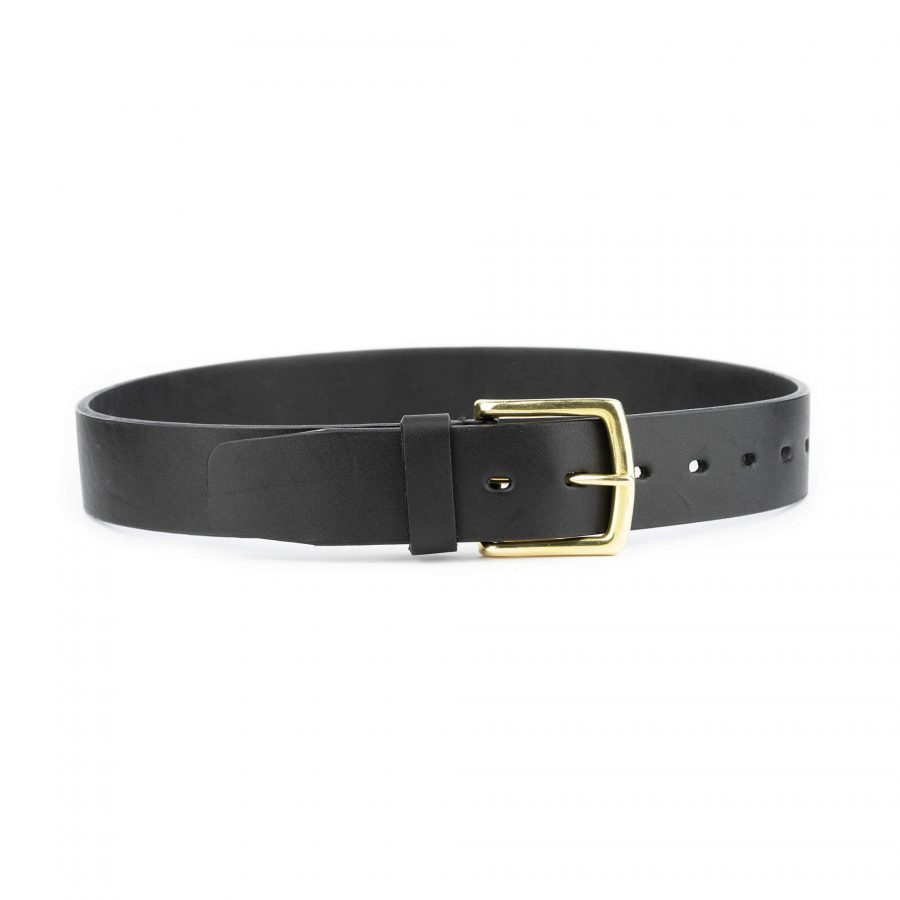 black belt with brass buckle full grain leather 40 mm 8