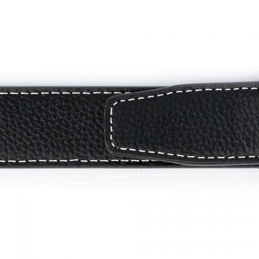 black leather belt with brass buckle 32 mm 3