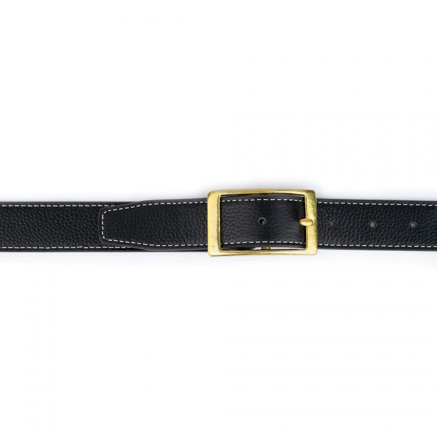 black leather belt with brass buckle 32 mm 4