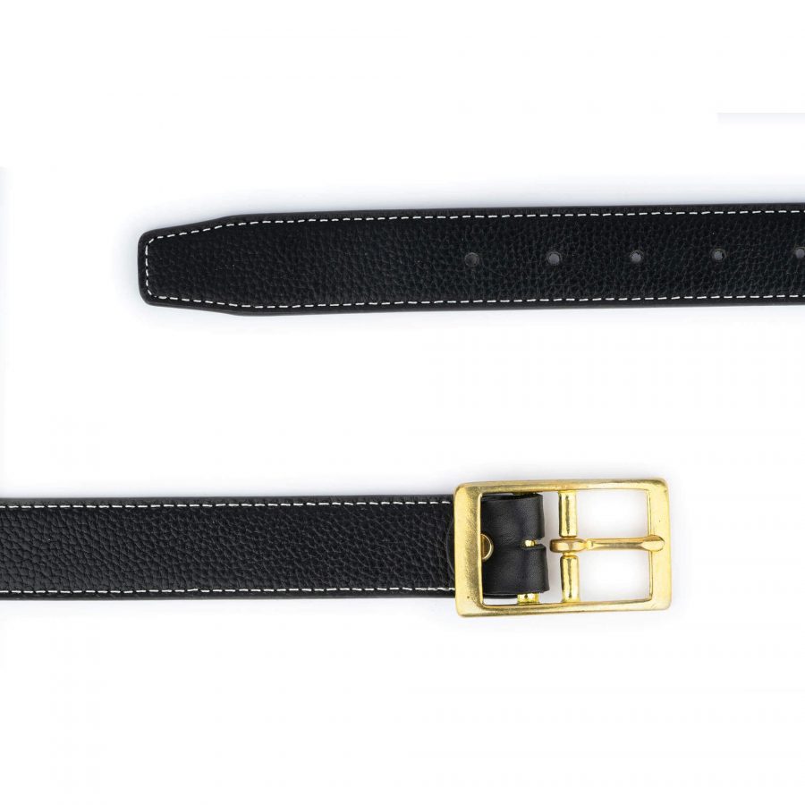 black leather belt with brass buckle 32 mm 6