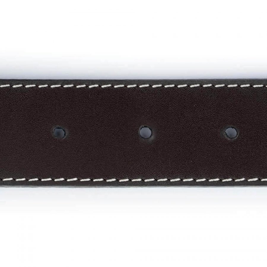 dark brown real leather belt with brass buckle 32 mm 5