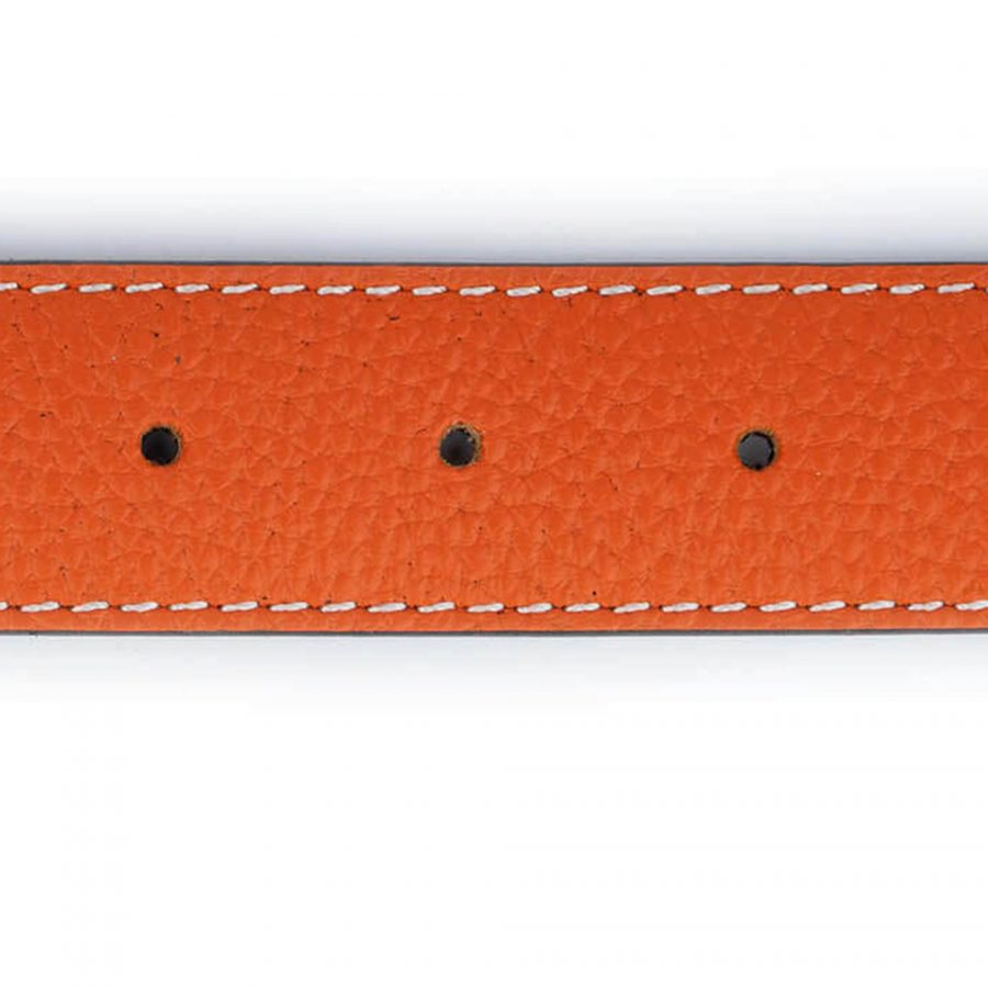 orange leather belt with brass buckle 32 mm 5
