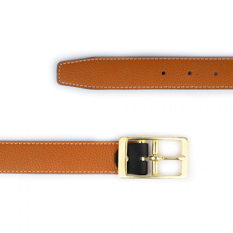 tan leather belt with brass buckle 32 mm 6