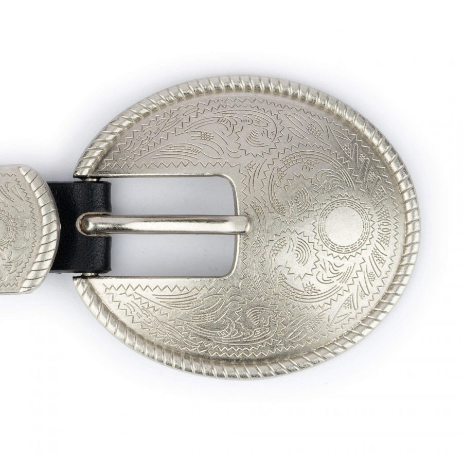 western belts for women black leather with silver buckle 9