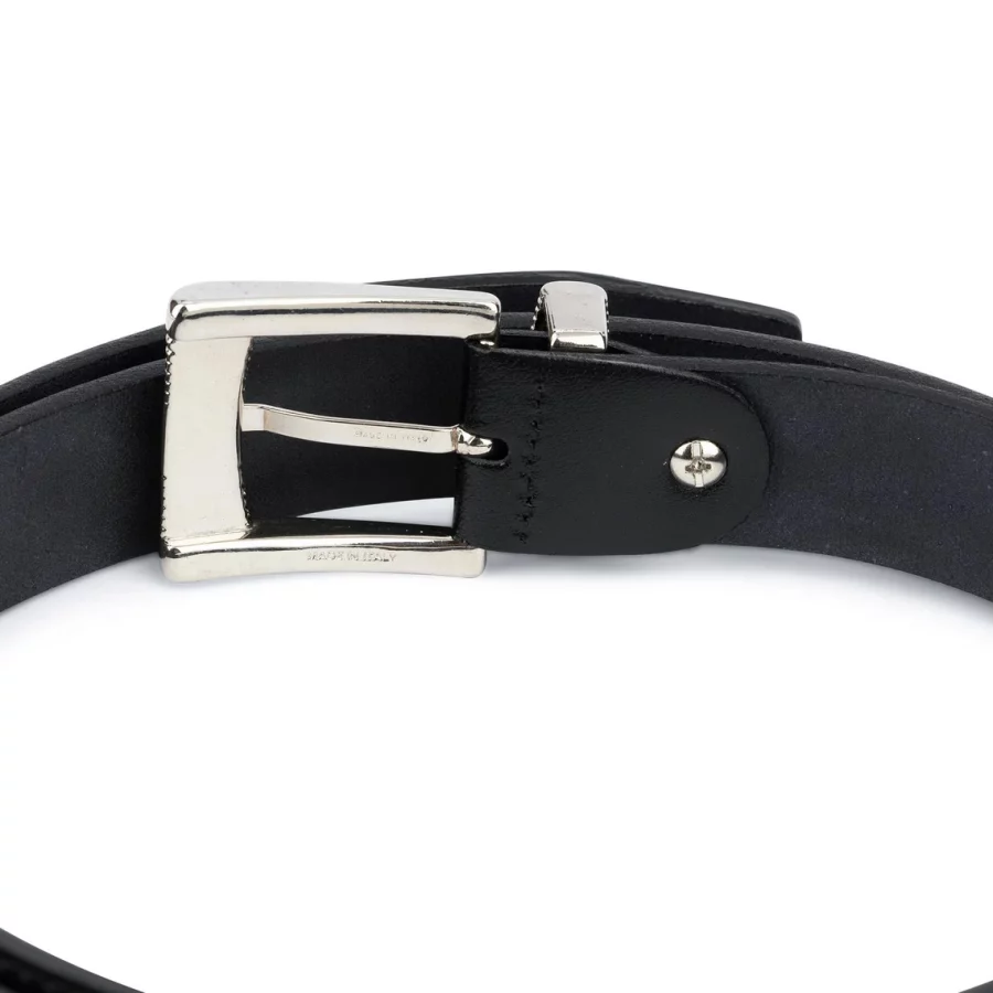 Black Full grain leather belt With silver buckle 30 mm 3