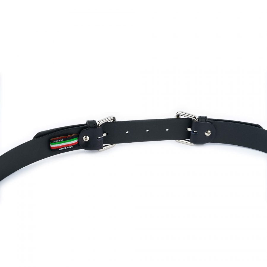 black double buckle belt full grain leather 3 0 cm 4