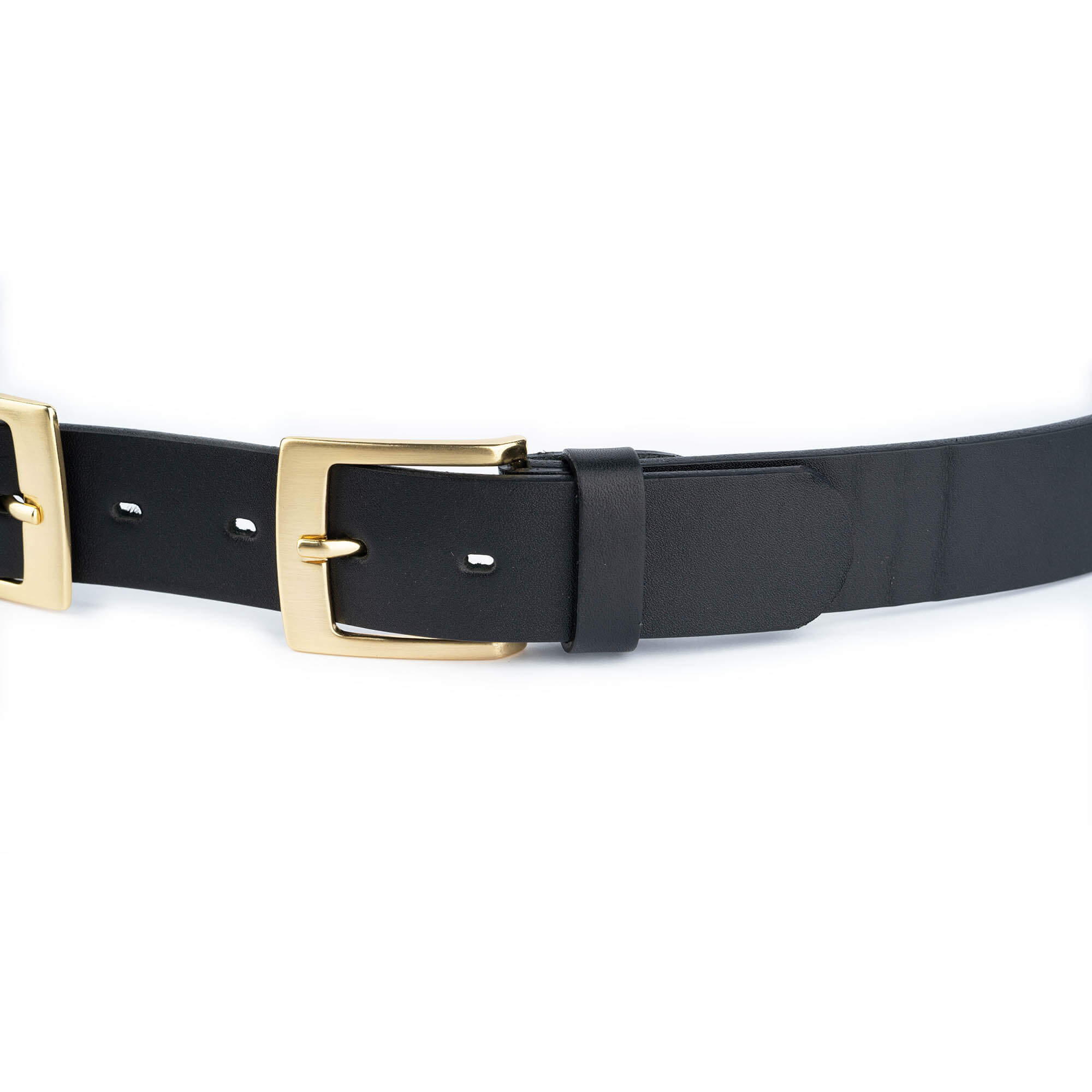 Buy Black Double Gold Buckle Belt | Full Grain Leather 3.5 Cm | Leather