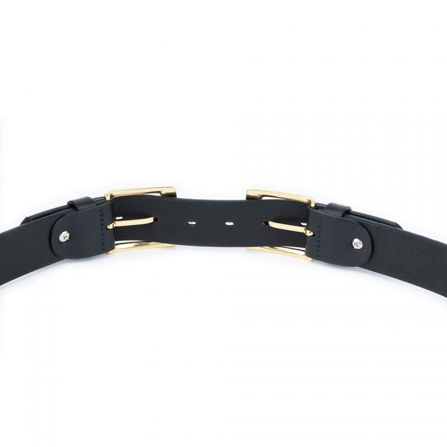 black double gold buckle belt full grain leather 3 5 cm 4
