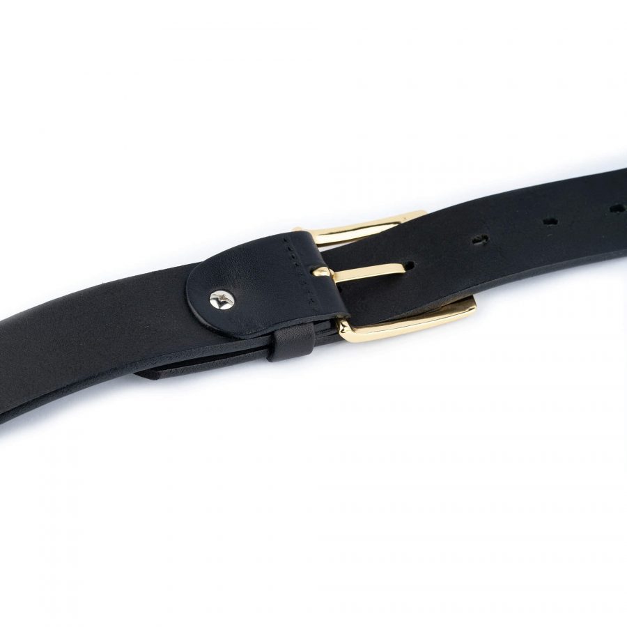 black double gold buckle belt full grain leather 3 5 cm 5