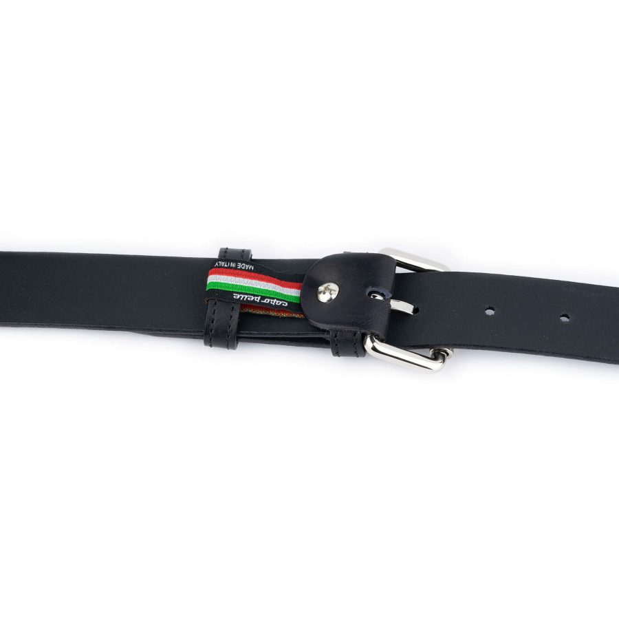black full grain leather belt with roller buckle 3 0 cm 4