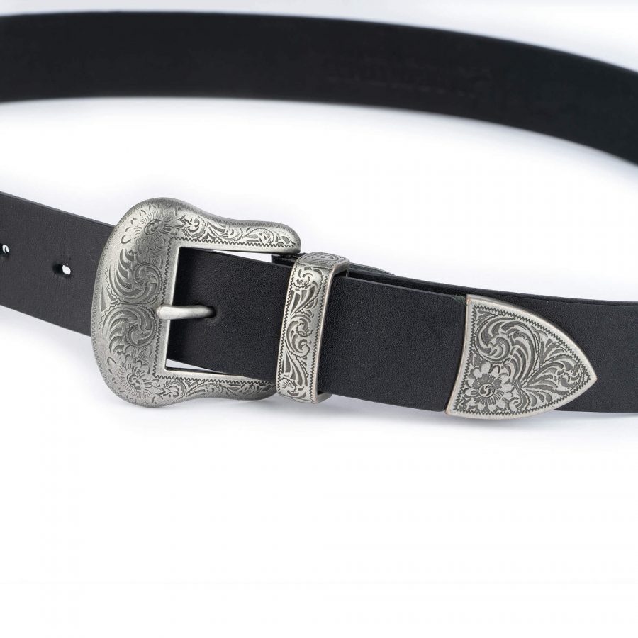 black western double buckle belt full grain leather 3 5 cm 4