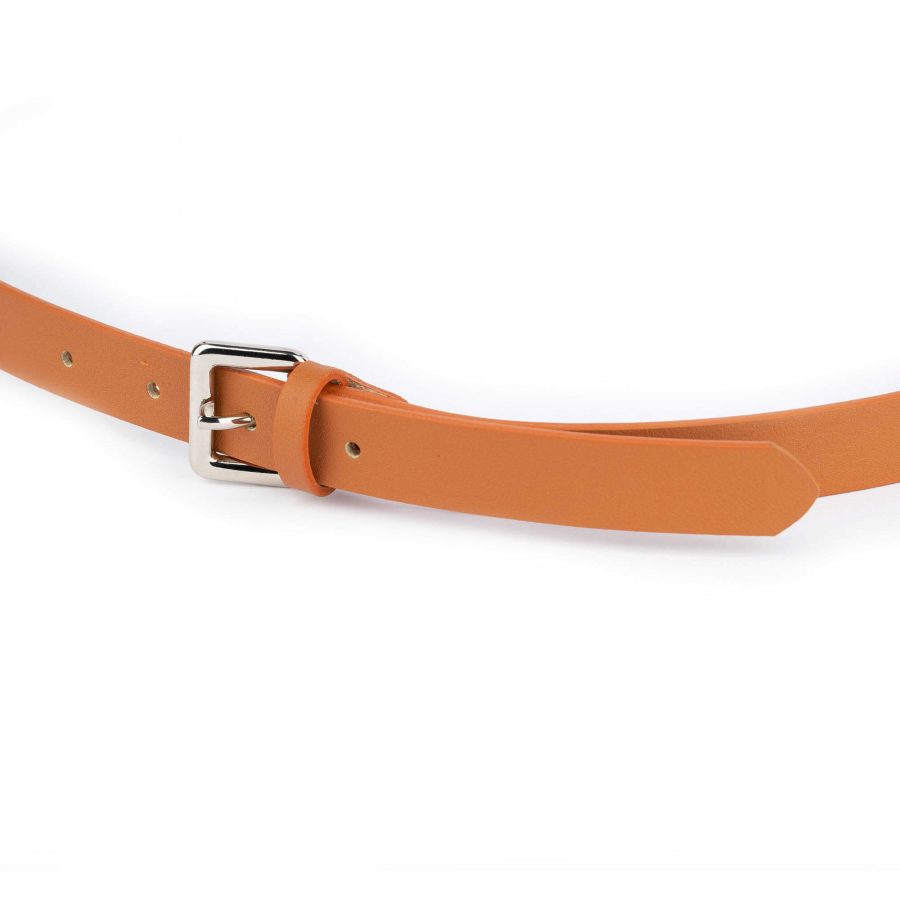 tan double buckle belt for women real leather 2 0 cm 4