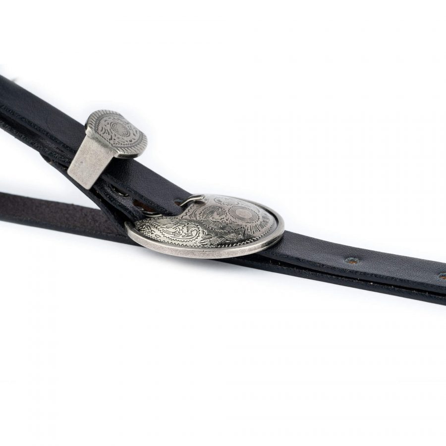 western double buckle belt womens black leather 1 5 cm 5