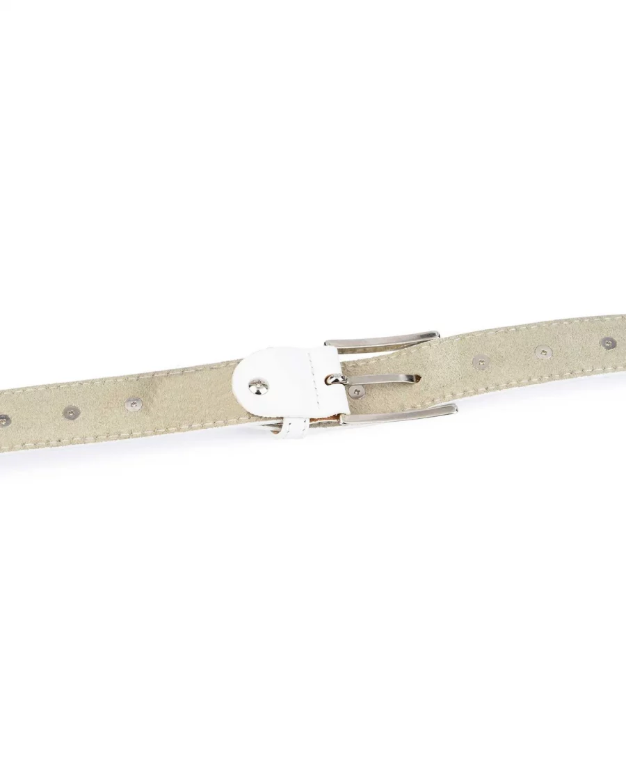 White Leather Studded Belt For Women 6