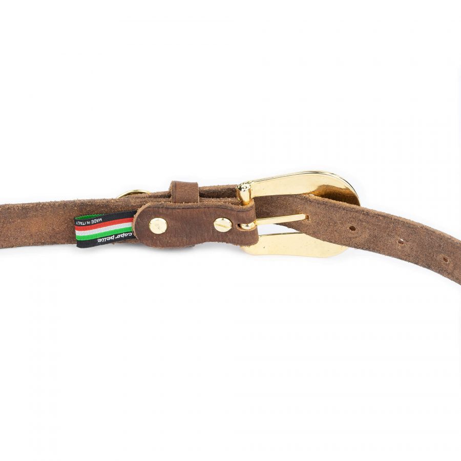 brown leather ranger belt with gold buckle star 5