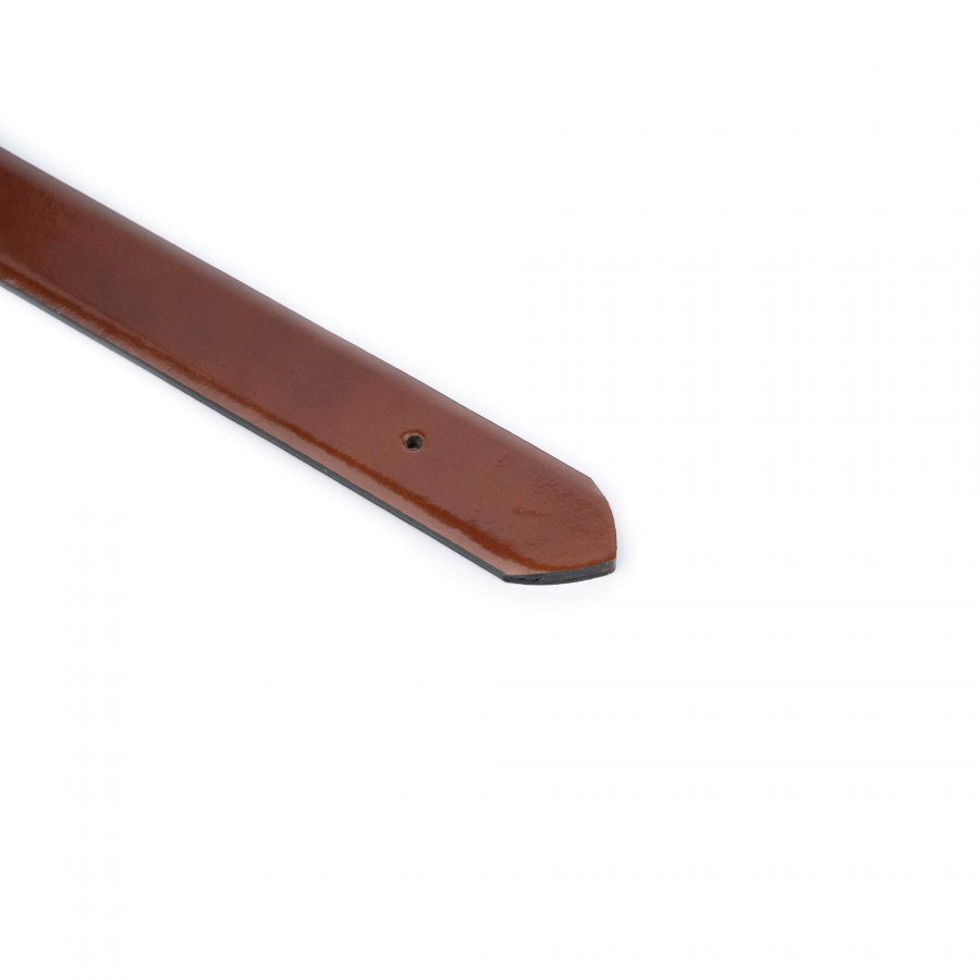cognac brown replacement leather strap no buckle 3