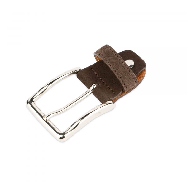 replacement belt buckle 35 mm brown suede silver 1