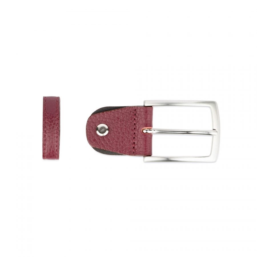 replacement belt buckle 35 mm burgundy cow silver 2