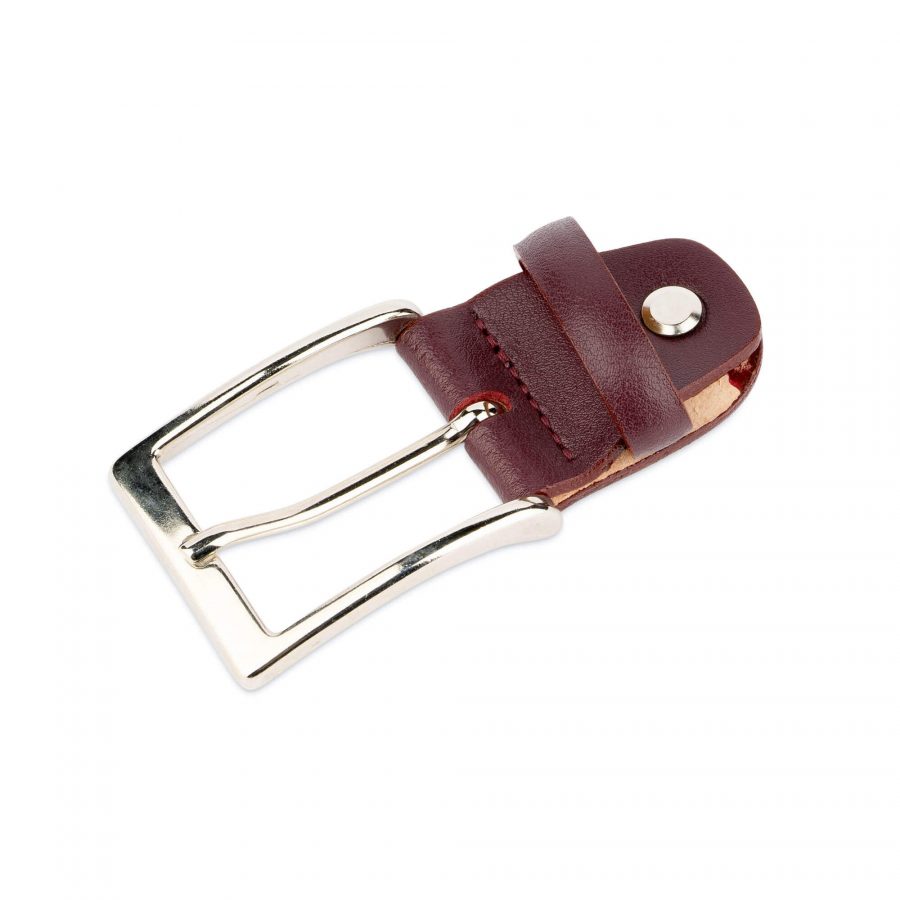 replacement belt buckle 35 mm burgundy smooth silver 1
