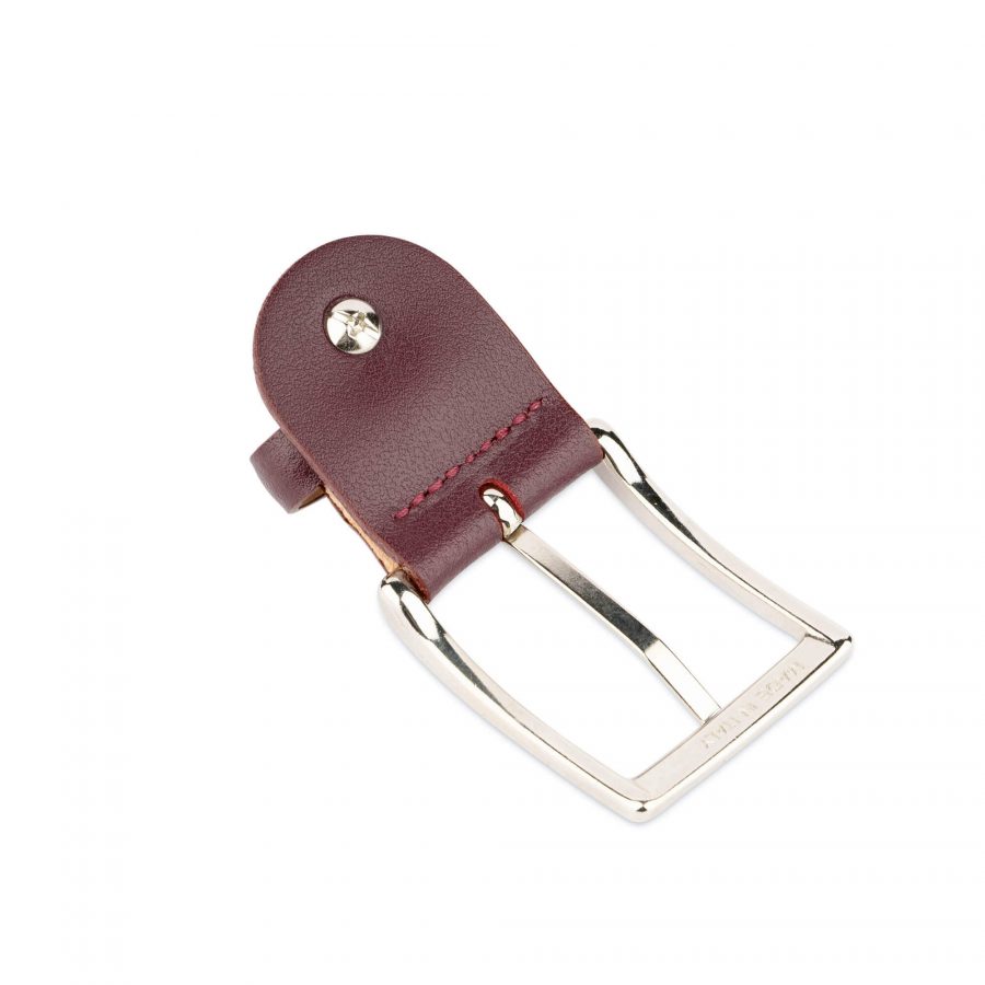 replacement belt buckle 35 mm burgundy smooth silver 2