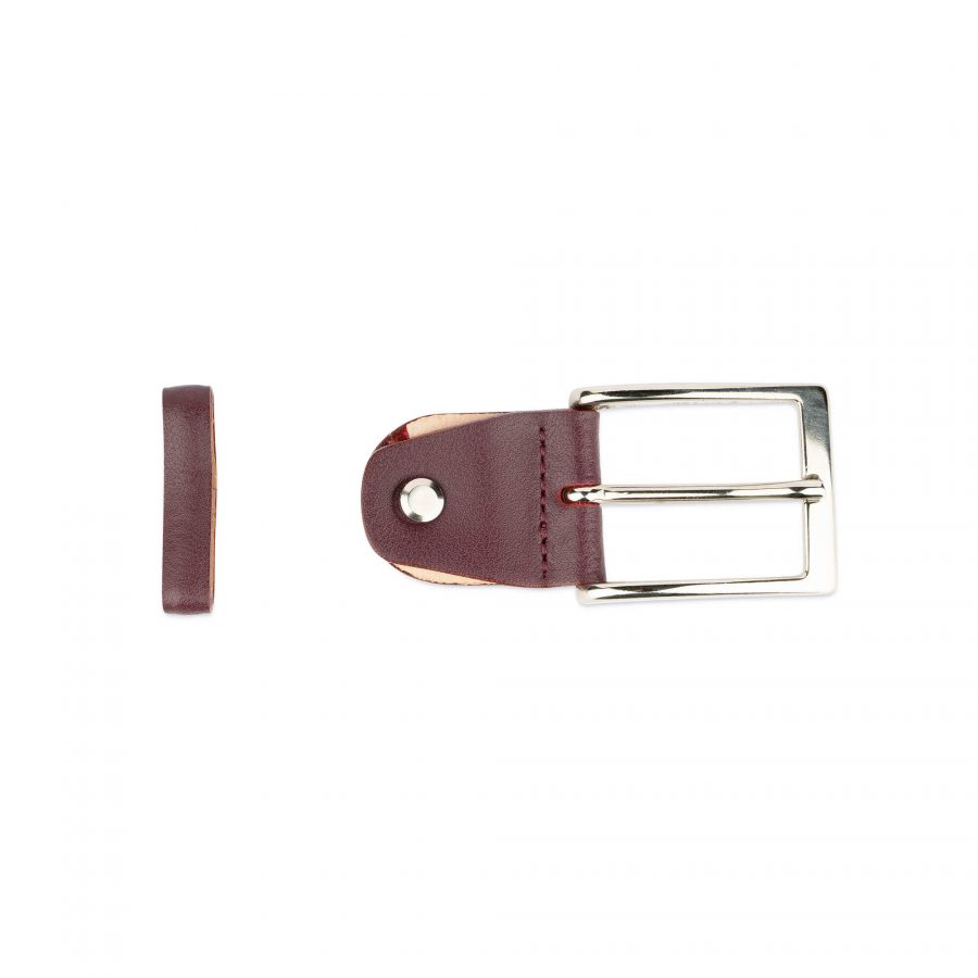 replacement belt buckle 35 mm burgundy smooth silver 3