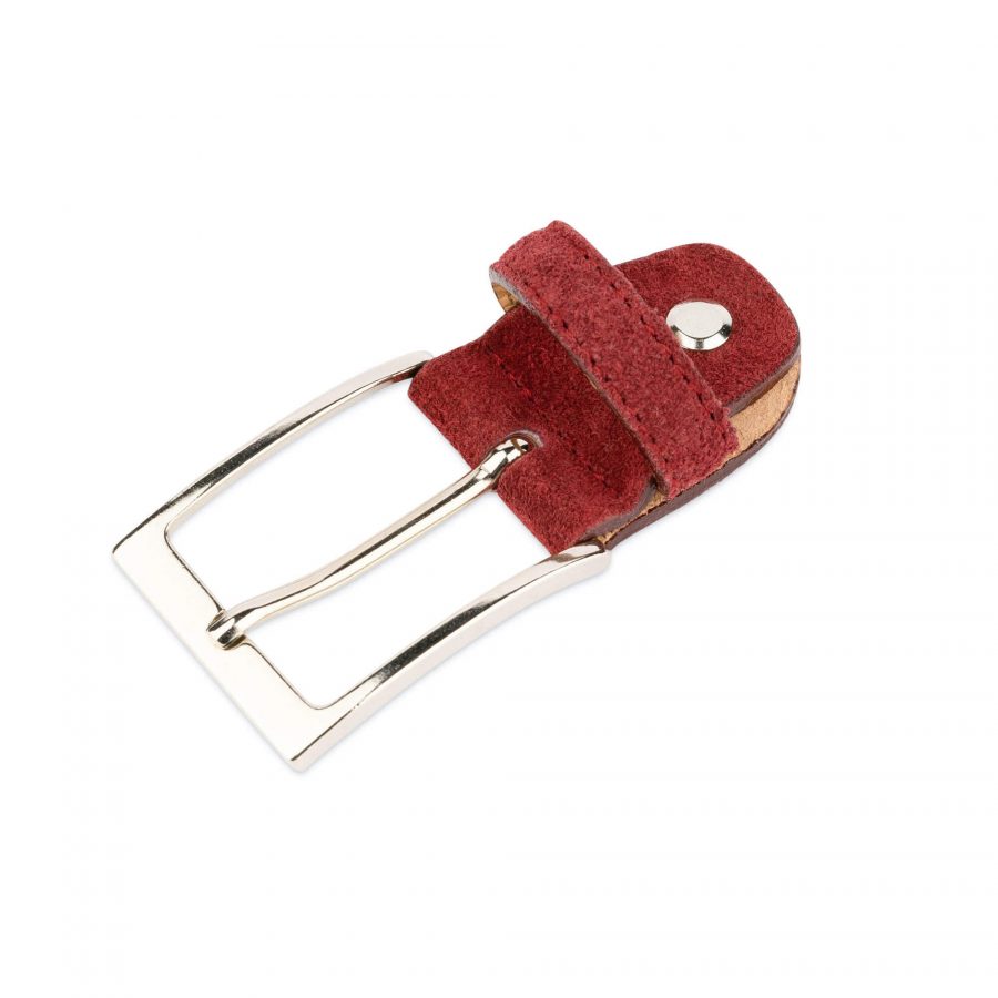 replacement belt buckle 35 mm burgundy suede silver 1